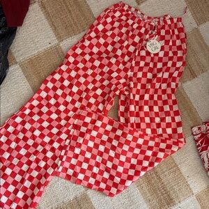 NWT, Never Worn, VRG GRL Jamie Checkered Pants in Pink, Red & White